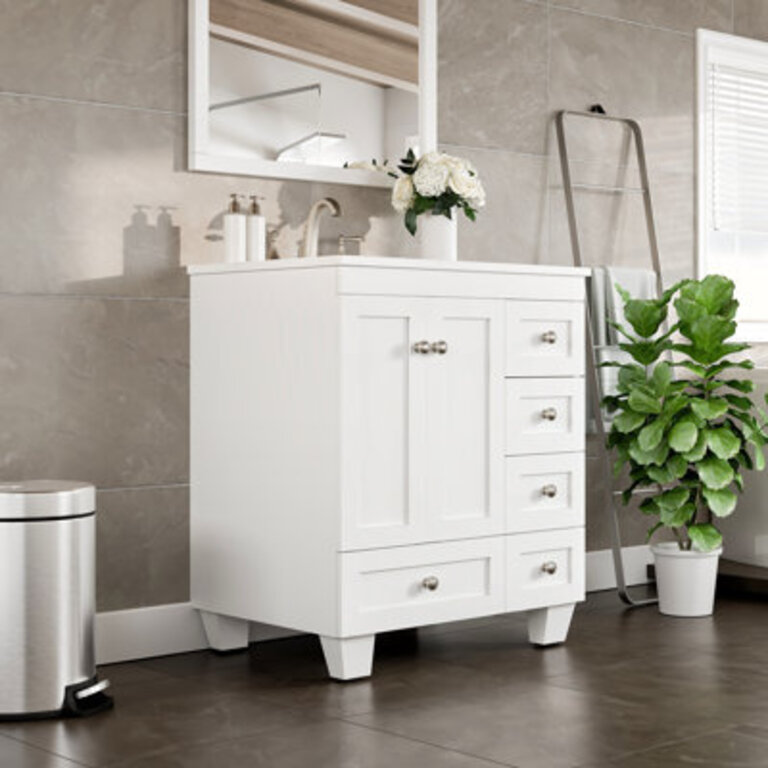 Yena 28W x 22D Bathroom Vanity with Undermount Porcelain Sink
