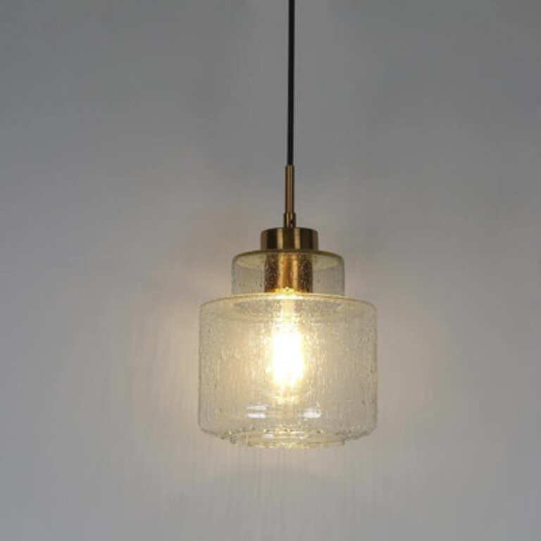 Meya 1 - Light Single Drum Pendant with Raindrop Glass