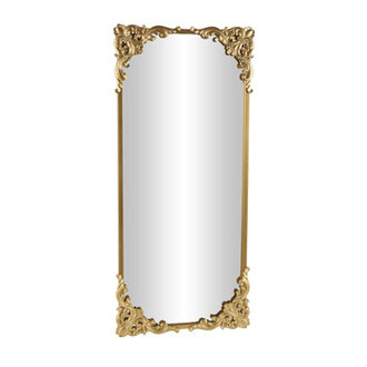 Hessie Gold Metal Scroll Tall Ornate Arched Baroque Room Floor Mirror 28 x 1 x 48