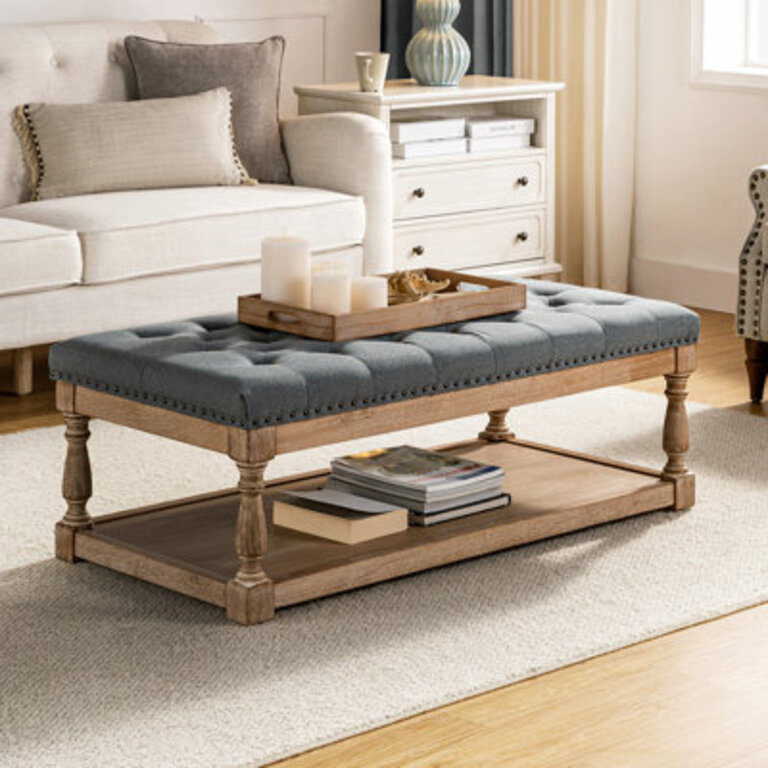 Clymer 475 Wide Tufted Rectangle Cocktail Ottoman with Storage Tray