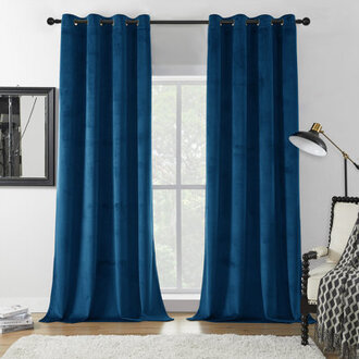 Deavion Velvet Solid Color Metal Grommets Room Darkening Curtain Panels