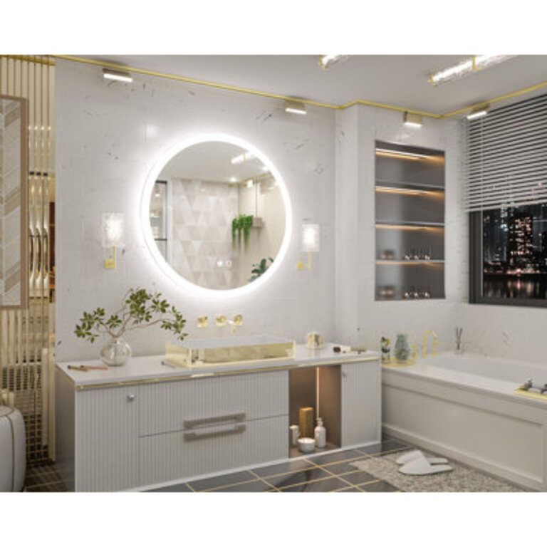 Roslindale Frameless Lighted Wall Mirror with 3 Color Brightness Adjustable  Anti-Fog