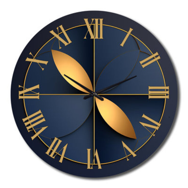 Sacramental Blue Minimal Sacred Geometry Seal III - Modern Geometric Wall Clock