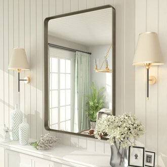 Aevar High-Strength Tempered Glass and Aluminum Alloy Framed French Cleat Mounted Wall Decor Bathroom Vanity Mirror with 5-Year Warranty