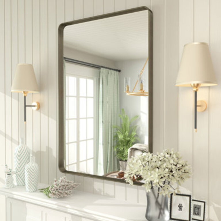 Aevar High-Strength Tempered Glass and Aluminum Alloy Framed French Cleat Mounted Wall Decor Bathroom Vanity Mirror with 5-Year Warranty