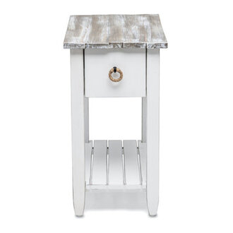 Delaplaine Coastal Solid Wood End Table with Storage