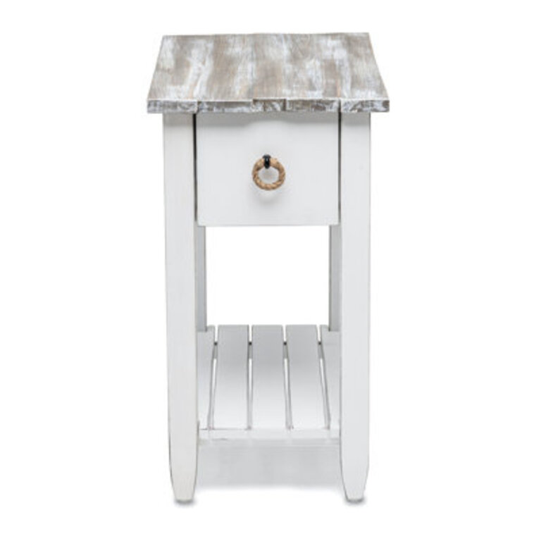 Delaplaine Coastal Solid Wood End Table with Storage