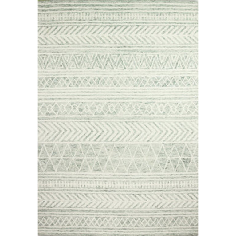 Irmengard Geometric Handmade Tufted Wool IvoryGreen Area Rug