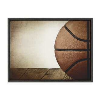 Imiya Vintage Half Basketball by Shawn StPeter- Floater Frame Photograph Print on Canvas