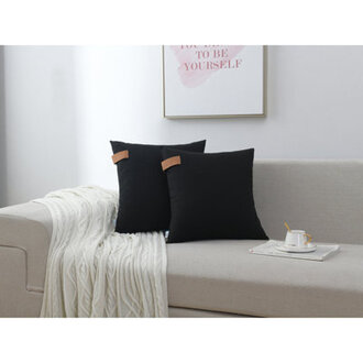Square 100 Cotton Faux Leather Strap Throw Pillow Cover