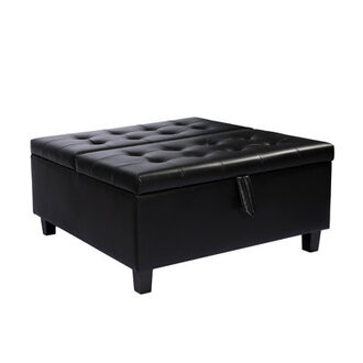 Ciara 3543 Wide Button Tufted Square Storage Ottoman Upholstered Lift Top Large Ottoman Coffee Table
