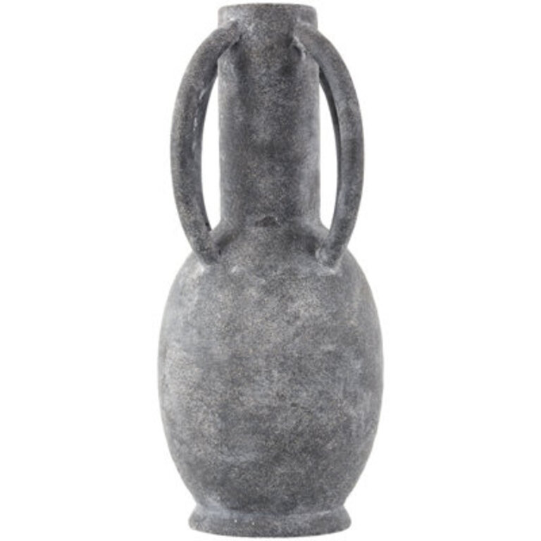 Ceramic Textured Decorative Vase with 4 Handles