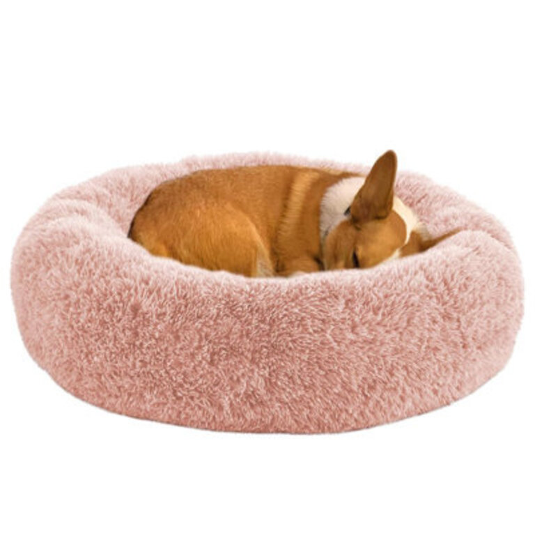 Calming Dog Bed For Home Anti-anxiety Round Donut Cuddle Pet Beds Dog Beds With Plush Faux FurWashableWarm Dog bed