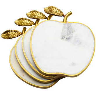 Pink Marble Apple Coaster Set