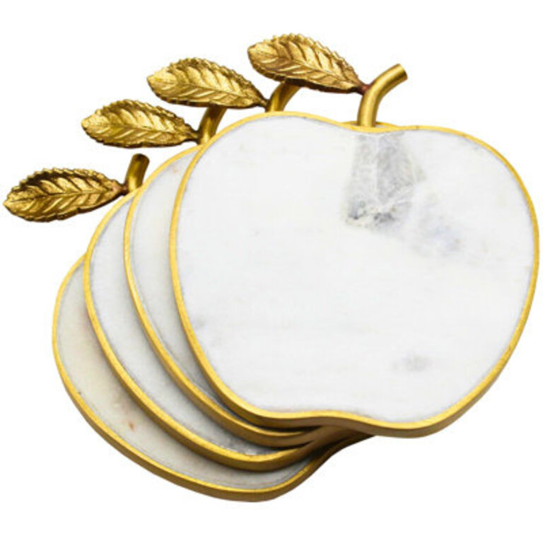 Pink Marble Apple Coaster Set