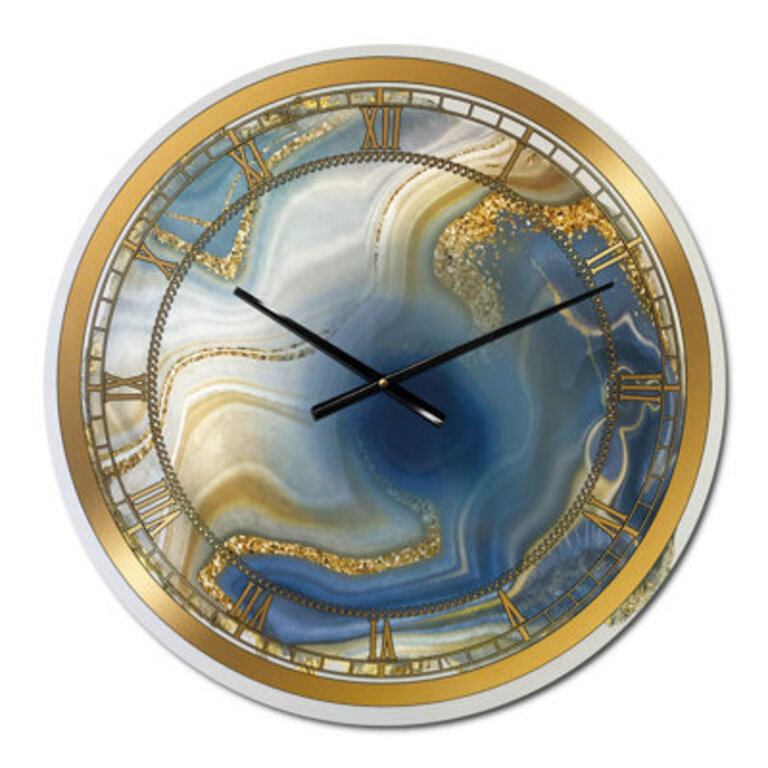 Ocean Blue Golden Jasper Agate I - Modern wall clock