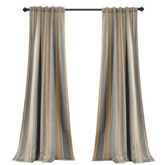 Julia Striped Room Darkening Thermal Rod Pocket Curtain Panels