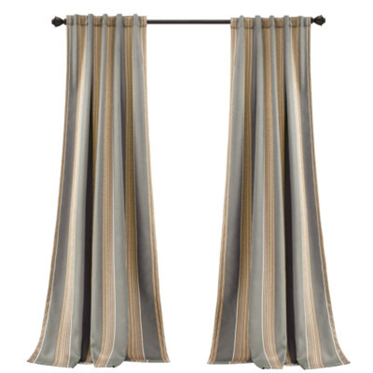 Julia Striped Room Darkening Thermal Rod Pocket Curtain Panels