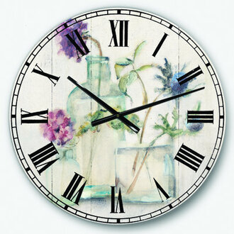 Blossoms on Birch Cottage Bouquet II - Farmhouse Wall Clock