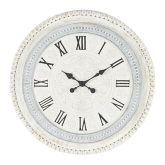 Fontanel White Wood Carved Beading Wall Clock 22 x 1 x 22