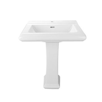 Apex 34 Tall Rectangular Vitreous China Pedestal Bathroom Sink with Overflow
