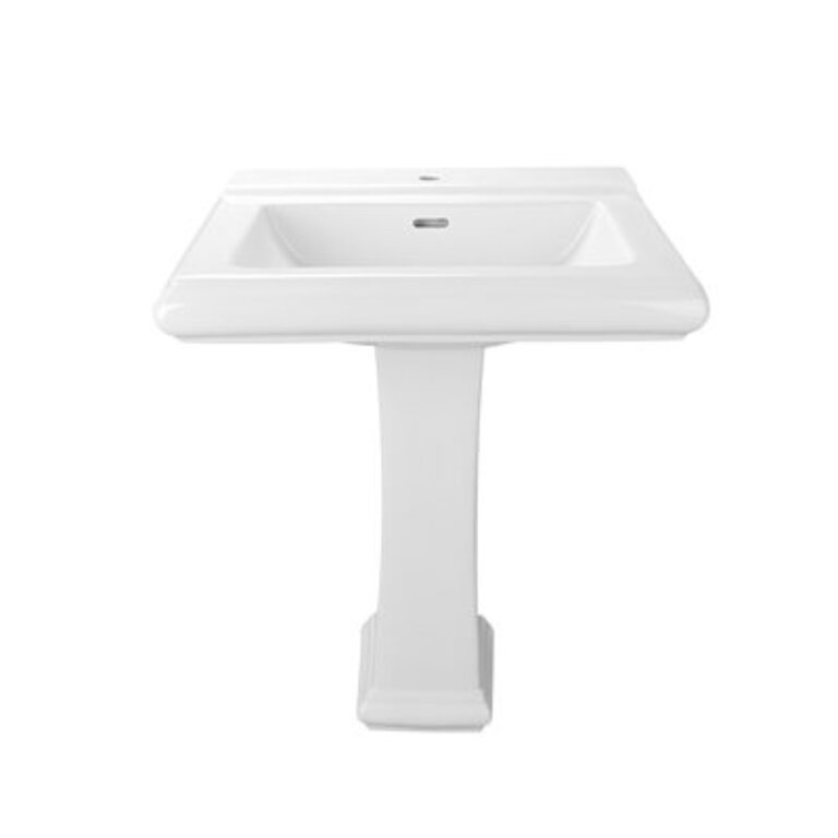 Apex 34 Tall Rectangular Vitreous China Pedestal Bathroom Sink with Overflow