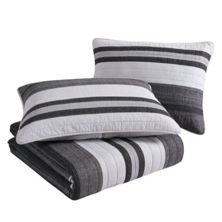 Nautica Ardmoore Cotton Reversible Grey Quilt Set