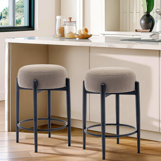 Carie 24 Sherpa Upholstered Counter Stool - Soft  Stylish Bar Stool Multiple Colors Modern Kitchen  Island Seating