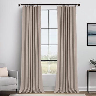 Birglinde Faux Linen Textured Thermal 100 Blackout Curtains for Bedroom Living Room Rod PocketRing Clips