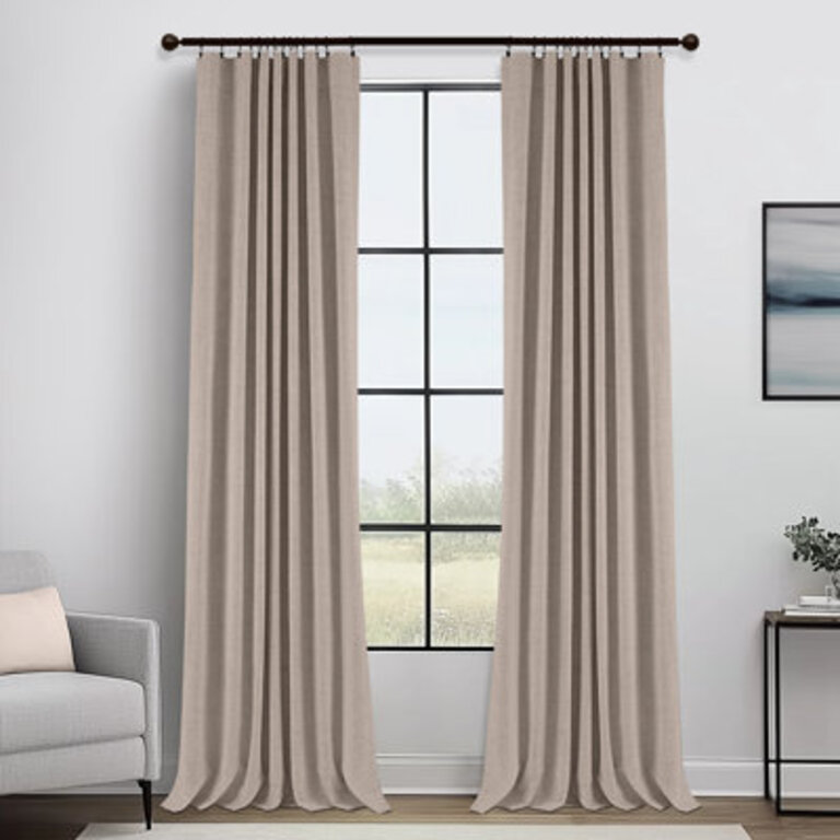 Birglinde Faux Linen Textured Thermal 100 Blackout Curtains for Bedroom Living Room Rod PocketRing Clips