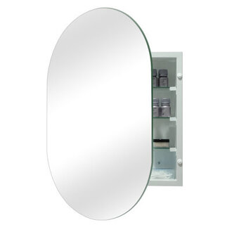 Hluchy Oval Bathroom Medicine Cabinet with  Frameless Mirror Oval Frameless Mirror CabinetWall Mounted Cabinet for Bathroom Toilet KitchenRecess or Surface Mount Installation