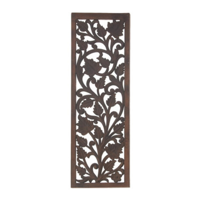 Wooden Handmade Intricately Carved Acanthus Floral Home Brown Wall Decor