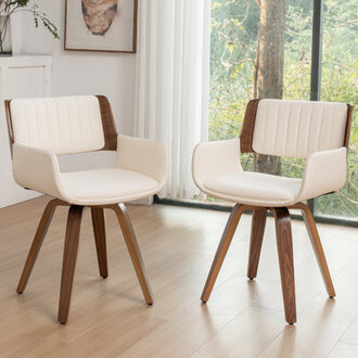 Faux Leather Upholstered Swivel Dining Armchairs