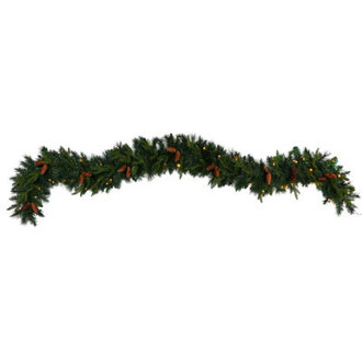 9' Extra Wide Pre-Lit Garland with 70 White Lights