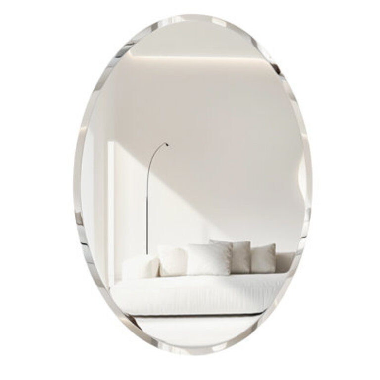 Minimalist Frameless Oval Decorative Wall Hanging Mirror Silver Vanity Mirror