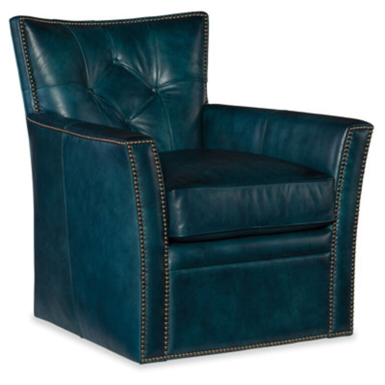 Calloway 31 Wide Genuine Leather Swivel Club Chair