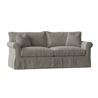 Amari 84 Rolled Arm Slipcovered Sleeper Sofa with Reversible Cushions