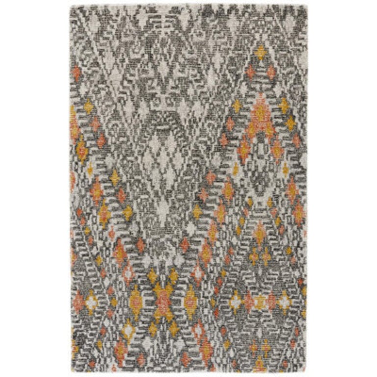 Handmade Wool GrayIvoryOrange Rug