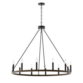 Beck 12 - Light 40 Wide Living Room Steel Dimmable Candle Style Wagon Wheel Chandelier
