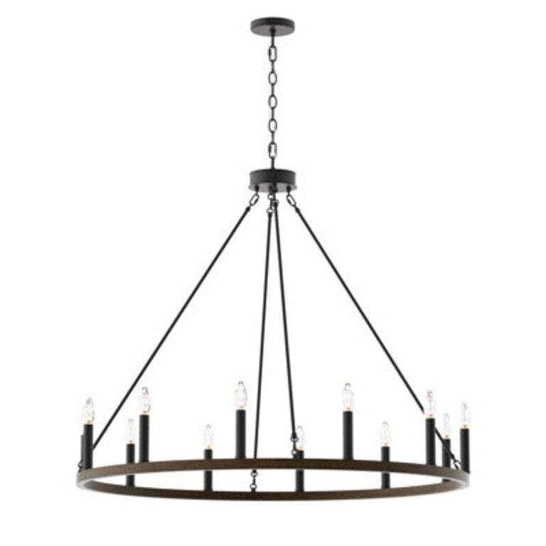 Beck 12 - Light 40 Wide Living Room Steel Dimmable Candle Style Wagon Wheel Chandelier