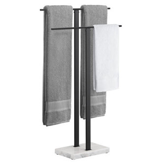 KES Freestanding Towel Rack 2-Tier 33H Dual T-Shape Towel Stand with Weighted Marble Base for Bathroom 188 Stainless Steel