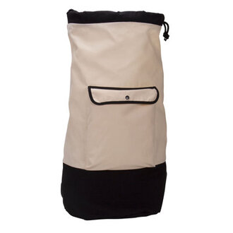 Laundry Duffle Bag Poly-Cotton Canvas Pack with Adjustable Shoulder Straps Drawstring Top Pocket with Snap Closure Chic and Multipurpose Great for Laundry Camping and More Cream and Black