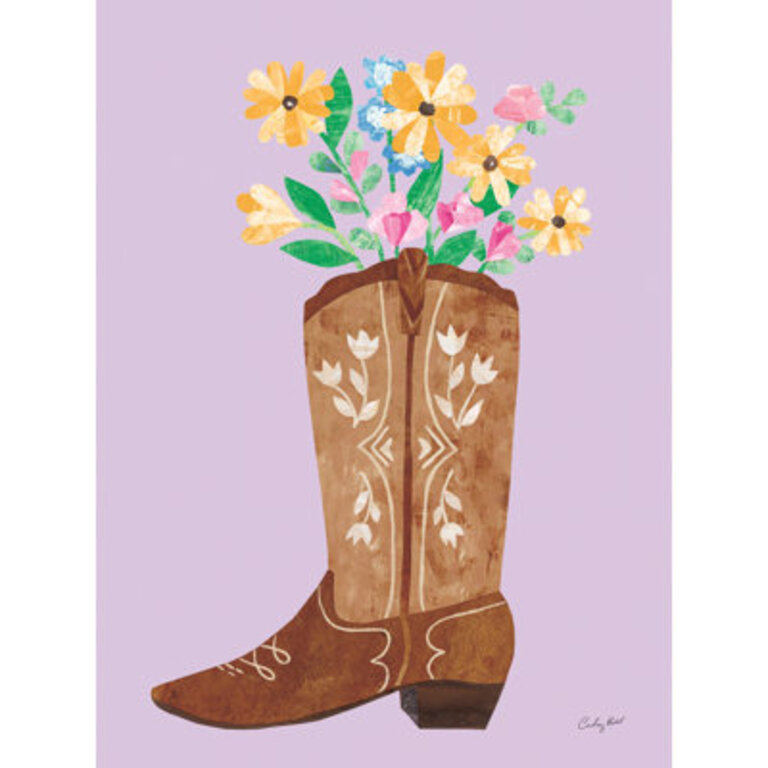 Bright Western Cowgirl Boot VI On Canvas Print