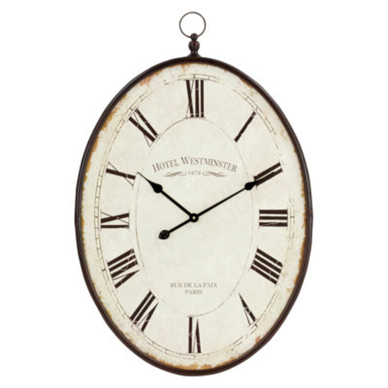 Ines Metal Oval Farmhouse Wall Clock