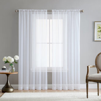 Daxin Solid Sheer Voile Rod Pocket Curtain Panels Set