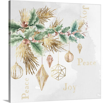 Peace  Joy Branch - Textual Art Print on Canvas