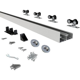 JUBEST Bypass Sliding Door Hardware Bypass Wardrobe Closet Door Hardware Set Door Not Included