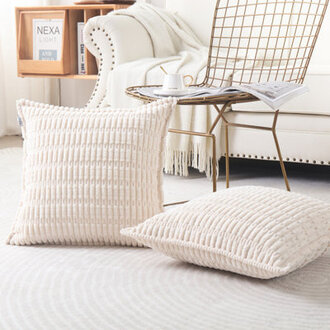 Boucle Ottoman Decorative Pillow Covers Farmhouse Boho Corduroy Cushion Cover