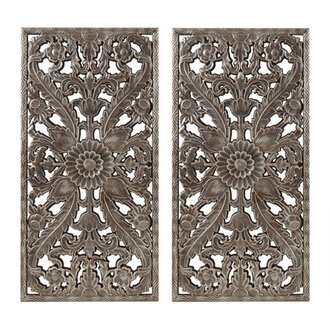 Abequa Carved Wood 2-piece Wall Art Set