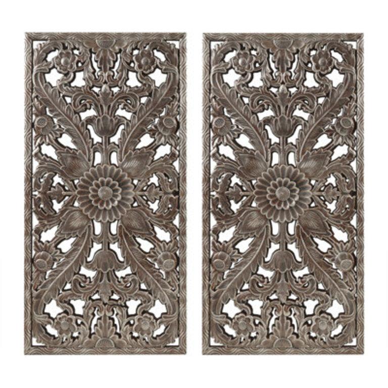 Abequa Carved Wood 2-piece Wall Art Set